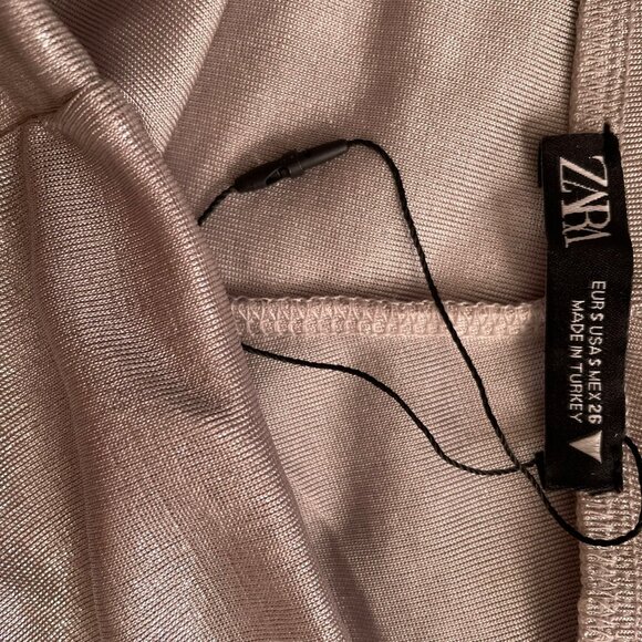 ZARA Womens Metallic Shimmer Silver‎ Pants Size S Cocktail Party Night Out - Picture 3 of 5